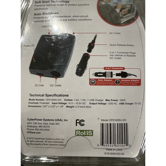 New SEALED  CyberPower 3-In-1 Mobile Power Inverter-Model #CPS160SU-DC - Picture 6 of 6